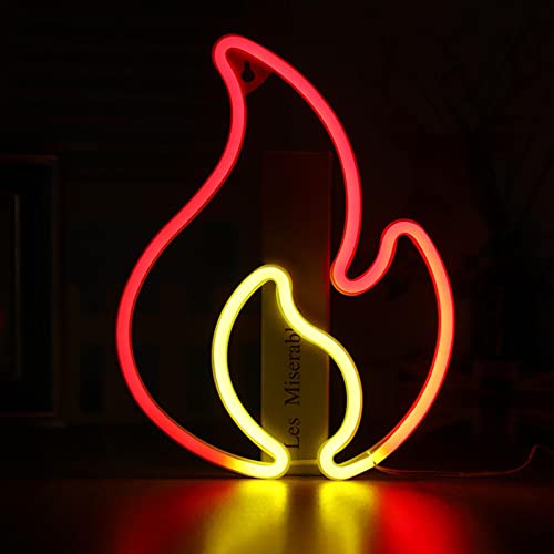 Neon Sign, Flamme Leuchtreklamen Für Wand Batterie Oder USB Powered Neon Licht Rot Neonlichter Led Zeichen Aufleuchten Feuer Neon Nachtlicht Für Schlafzimmer Bar Restaurant Zuhause Dekorationens von Luckxing