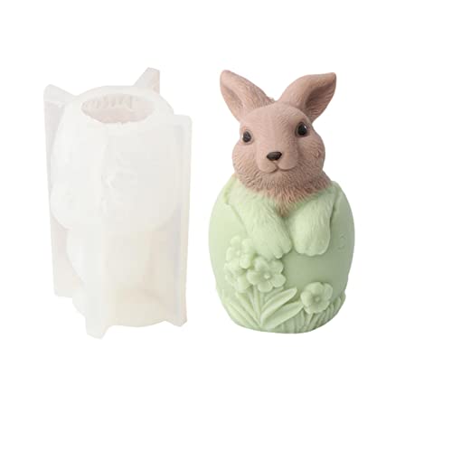 Ostern Kaninchen Silikonform 3D Osterhase Kerzenformen Seifenform Silikon Backform Ohren Hase Mousse Kuchenform Kaninchen Kerzen Gießformen Für Tortendeko, Schokolade, Seife, Sojawachs Kerzen von Luckxing