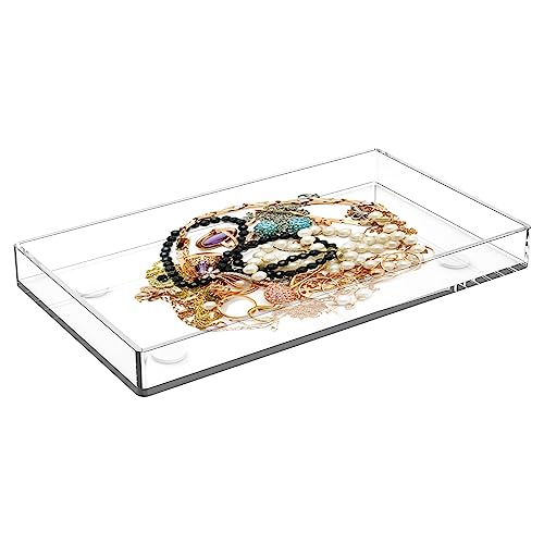 Luckxing Rechteckiges Tablett aus Acryl - Transparenter Servier-Organizer - Rechteckige Partyplatten aus Acryl, transparentes dekoratives Tablett für Lebensmittel, Tee, Snacks, Küchentisch von Luckxing