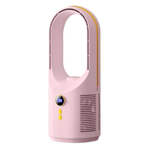 Rotorloser Ventilator, Turmventilator Mit 5 Geschwindigkeiten, USB-Aufladbar Luftverteiler Mit 4 Beleuchtungsstufen Nachttischlampe Leise Bodenventilator Säulenventilator Für Haus Auto Camping Reisen von Luckxing