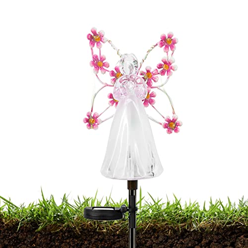 Solar Gartenleuchten Solarlampen Für Außen, 1 Stück Gartendeko Blumenfee Figuren wasserdichte Solarleuchte Garten Deko Elfe Metall LED Pfahlpfad Deko Leuchten Gartendeko Blumenfee Solar Leuchte von Luckxing