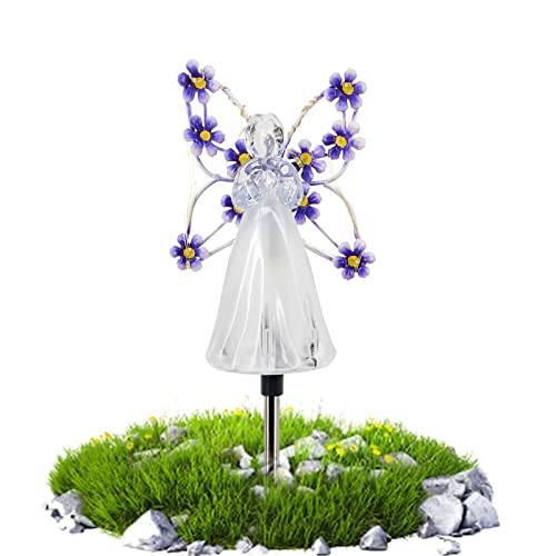 Solar Gartenleuchten Solarlampen Für Außen, 1 Stück Gartendeko Blumenfee Figuren wasserdichte Solarleuchte Garten Deko Elfe Metall LED Pfahlpfad Deko Leuchten Gartendeko Blumenfee Solar Leuchte von Luckxing