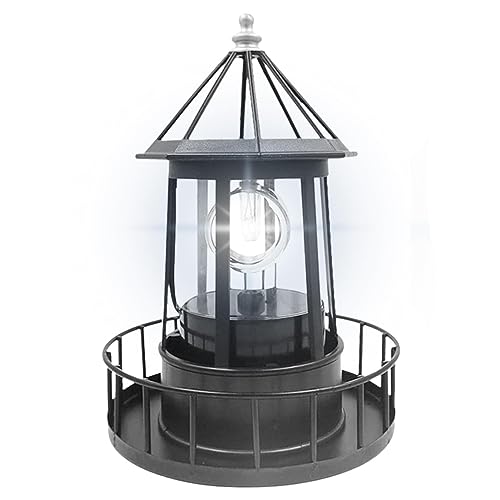 Solar Leuchtturm, Rotierender LED Solarbetriebener Leuchtturm, 360 Grad Rotierende Lampe Solar LED Rotierende Wasserdicht Leuchtturm, Solarleuchten Für Außen Garten Deko, Garten Deko Draußen Maritime von Luckxing