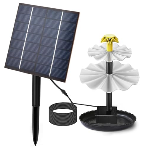 Solar Springbrunnen Für Außen, Dreischichtiges Fließwasser-Set Mit Wasserpumpe, Vogelbad Und Brunnen Abnehmbar Mit 9 Düsenzubehör, Solarbrunnen Für Draussen Für -Wasserspiel, Gartendekoration von Luckxing