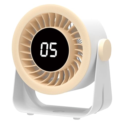 Tischventilator USB Ventilator Tragbarer Schwenkventilator Wiederaufladbarer 5 Geschwindigkeiten 360° Drehbarer Akku Aufladbar Leise Ventilatoren Mit LED-Anzeige Für Reisen Büro Zuhause Draußen von Luckxing