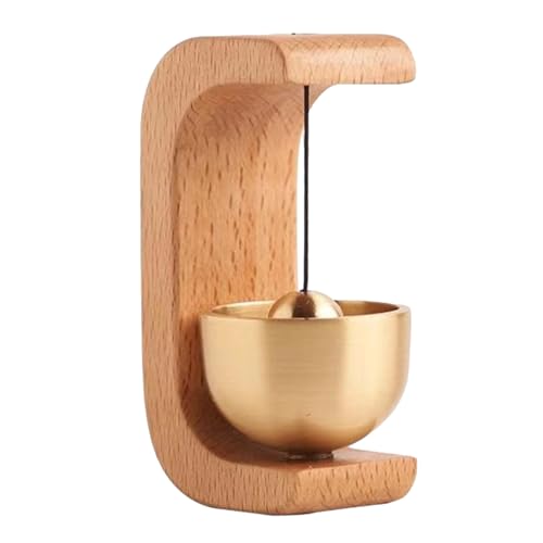 Türklingeldekoration Holz Windspiel, Magnetisches TüRglocke Ohne Bohren, Selbstklebendes C FöRmiges Windspiel Ladenbesitzer Glocke Mit Messingglocke, Magnetische Türklingel Für Tür, Geschäft, Café von Luckxing