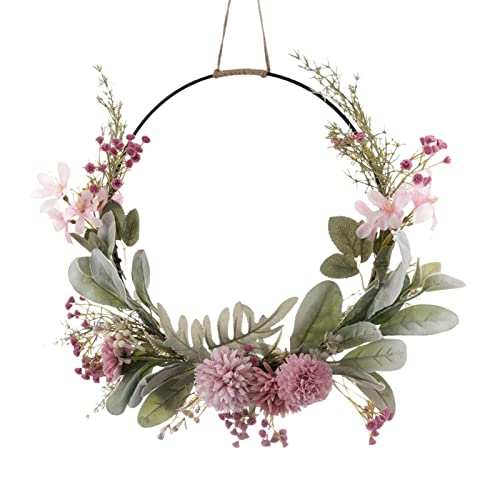 Türkranz Kranz Deko Blumen Türkranz Metall Blumenkranz Floral Wandkranz Künstlicher Blumenkranz Haustür Deko Kranz für Hochzeit Wohnzimmer Wanddeko Frühling Fensterdeko Türdeko von Luckxing