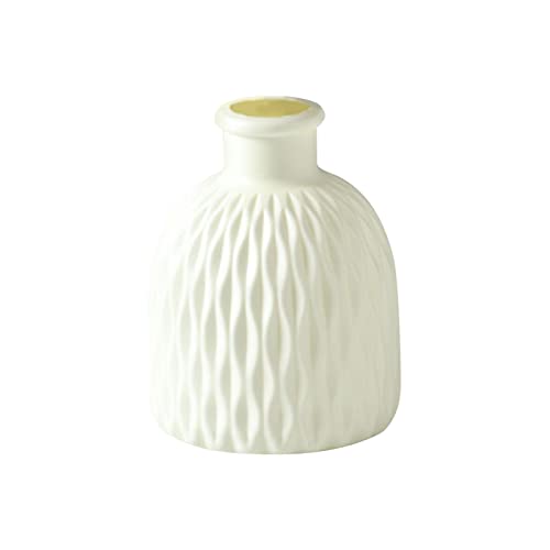 Vase Mit Rillen - 15cm Deko Vase Groß Für Pampasgras Als Boho Deko, Kleine Vase Blumenvase Modern Dekovase Für Tischdeko Tischvase Mit Rillen Für Frische Blumen, Trockenblumen, Esstisch, Büro von Luckxing