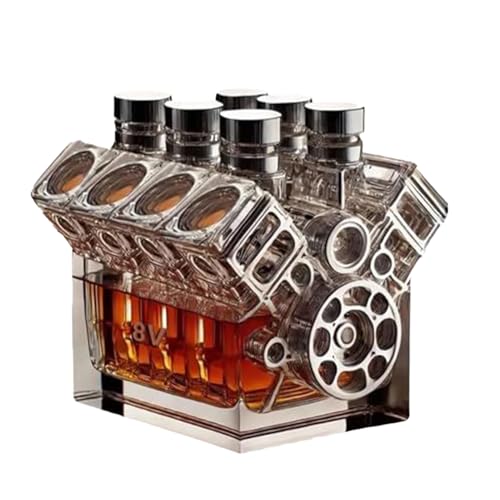 WeinDekanter V8 Motor Whisky Karaffe V8 Motoren Whisky Flasche Dekanter Weindekanter Harz Auto Motor Whiskey Spender Flasche Alkohol Dekanter Home Bar Deko Whiskey Für Männer Autoenthusiast von Luckxing