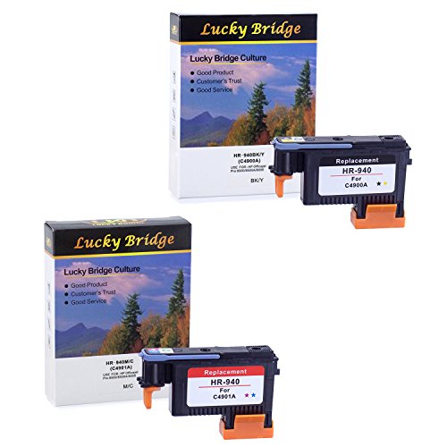 2PK Lucky Bridge Druckkopf HP940 C4900 A C4901 A Rebuilt mit unbenutztem Chip kompatibel mit HP Officejet (1 by, 1 MC) von Lucky Bridge