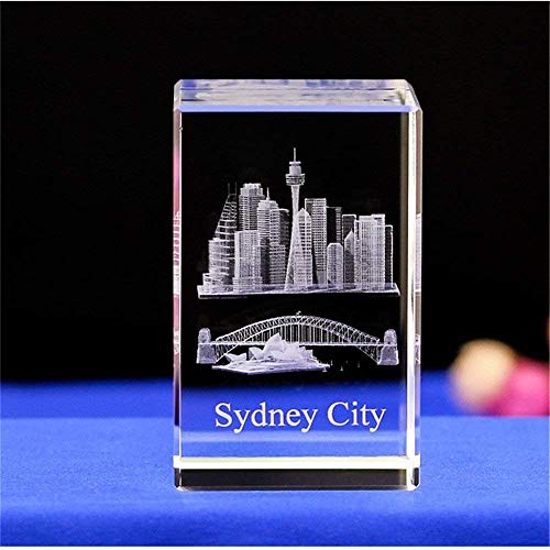 Lucky House Kristallglas Kubikadler Fisch Stadt Papier 3D Laser Skulptur Statue Feng Shui Souvenir Handwerk Geschenk (Sydney City) von Lucky House