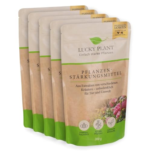 LUCKY PLANT Pflanzenstärkung 5x 200g Pulver | Stärkeres Pflanzenwachstum & längere Blütezeit | Zimmerpflanzen, Sträucher, Rasen, Obst, Gemüse | Unbedenklich für Tier & Natur | Dünger-Alternative von Lucky Plant