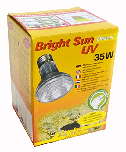 Lucky Reptile Bright Sun UV Desert - 35 W Metalldampflampe für E27 Fassungen - Terrarium Lampe mit Tageslichtspektrum - Wärmelampe mit UVA & UVB Strahlung - UV-Lampe für Wüstenreptilien,1 Stück von Lucky Reptile