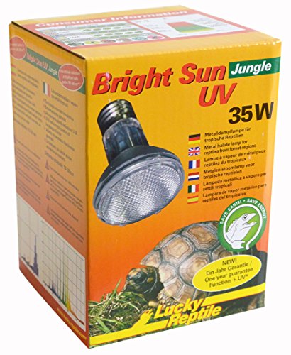 Lucky Reptile Bright Sun UV Jungle - 35 W Metalldampflampe für E27 Fassungen - Terrarium Lampe mit Tageslichtspektrum - Wärmelampe mit UVA & UVB Strahlung - UV Lampe für tropische Reptilien von Lucky Reptile