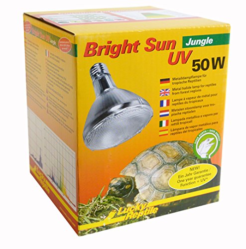 Lucky Reptile Bright Sun UV Jungle - 50 W Metalldampflampe für E27 Fassungen - Terrarium Lampe mit Tageslichtspektrum - Wärmelampe mit UVA & UVB Strahlung - UV Lampe für tropische Reptilien von Lucky Reptile