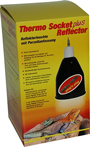 Lucky Reptile HTR-2 Thermo Socket plus Reflector groß mit Steckverbindung, Reflektorleuchte mit Porzellanfassung Anschlussfertig, 1 Stück (1er Pack) von Lucky Reptile