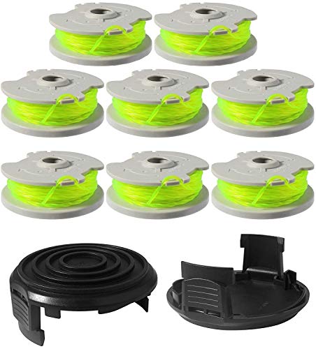 WA0014 Trimmerfaden Ersatzspulen für Worx WA0014 Rasentrimmer, Weed Eater String Edger Spool Line Ersatzteile - WG168 WG184 WG190 WG191 Auto-Feed 6,1 m 0,2 cm mit WA0037 Kappenabdeckungen, 8 Stück von Lucky Seven