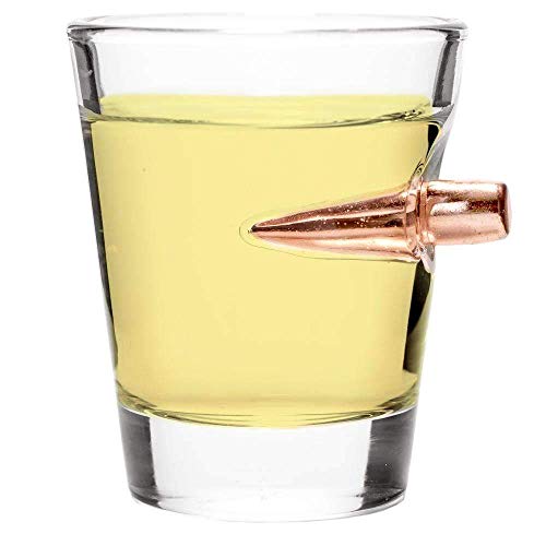 Schnapsglas mit einer echten Gewehr Kugel Kal.308 Real Bullet Shot Glass. Ein echter "Shot" von Lucky Shot