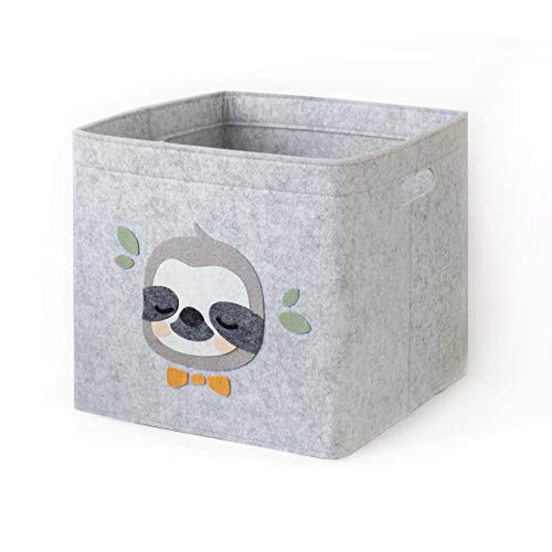 Lucky Sign - Aufbewahrungsbox Kinder faltbar Spielzeugkiste aus Filz Aufbewahrungskorb Wickeltisch für Kinderzimmer, 33x33x30cm - Faultierchen von Lucky Sign