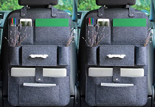 Lucky Sign Auto organizer Rückenlehnenschutz multi Staumöglichkeiten Wohnmobil Zubehör Innenraum, 62 x 41 cm - Dunkelgrau 2 Stück von Lucky Sign