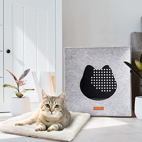 LuckySign Katzenhöhle Kallax Regal Katzenhaus mit Kissen Katzen Kuschelbett für 2 Katzen oder große Katzen, 33X33X37cm - Hellgrau LuckySign Katzenhöhle Kallax Regal Katzenhaus mit Kissen Katzen Kuschelbett für 2 Katzen oder große Katzen, 33X33X37cm - Hellgrau von Lucky Sign
