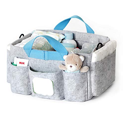 Lucky Sign - Windel Organizer multifunktional Baby Wickelkommode Organizer für Pampers Windel 1-8, 33x23x18cm - Blau von Lucky Sign