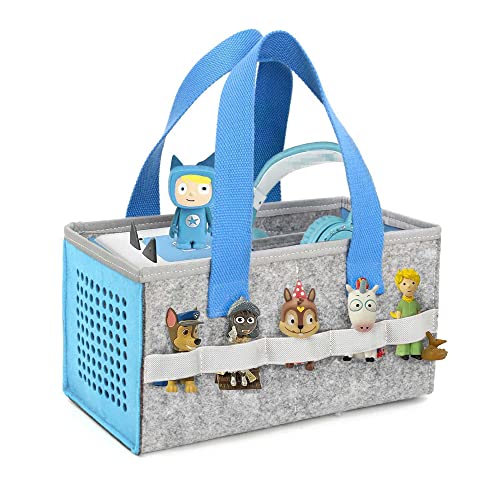 LuckySign - Musikbox Tasche für Toniebox Tragbar Toniebox Transporttasche für Figuren und Box samt Zubehör Aufbewahrung Leichtes Gewicht und große Kapazität, 26X14X14cm - Blau von Lucky Sign