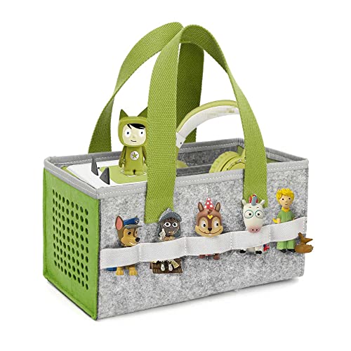 LuckySign - Musikbox Tasche für Toniebox Tragbar Toniebox Transporttasche für Figuren und Box samt Zubehör Aufbewahrung Leichtes Gewicht und große Kapazität, 26X14X14cm - Grün von Lucky Sign