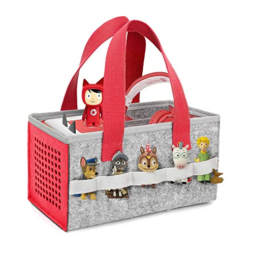 LuckySign - Musikbox Tasche für Toniebox Tragbar Toniebox Transporttasche für Figuren und Box samt Zubehör Aufbewahrung Leichtes Gewicht und große Kapazität, 26X14X14cm - Rot von Lucky Sign