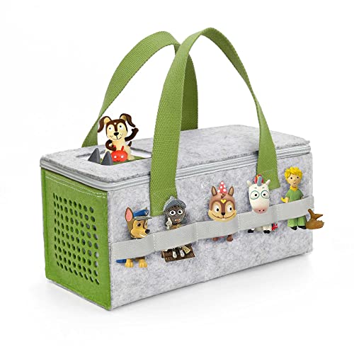 LuckySign - Musikbox Tasche für Toniebox Tragbar Toniebox Transporttasche für Figuren und Box samt Zubehör Aufbewahrung Leichtes Gewicht und große Kapazität, 29X14X14cm - Grün von Lucky Sign