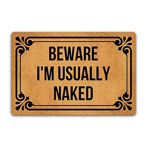 Funny Beware I'm Usually Naked Bodenmatte, Teppich, rutschfest, für drinnen und draußen, Badezimmer, Küche, Zuhause, Fußmatte, Gummi, 60 x 40 cm von LuckyChu