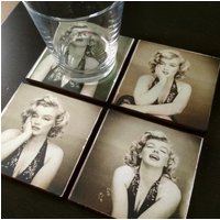 Marilyn Monroe Holz Untersetzer Vintage Stil, 4Er Set Marilyn Monroe Holz Untersetzer Vintage Stil, 4Er Set von LuckyElephantGR