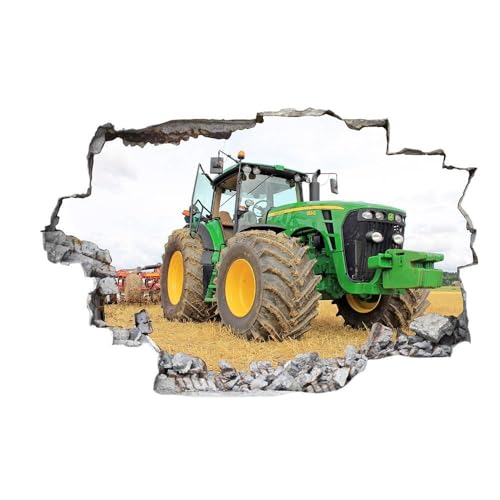 LuckyGGT 3D Dreidimensionaler Traktor Wandaufkleber Wandbrechende Schlafzimmer Wohnzimmer Dekoration Selbstklebender PVC Aufkleber Wasserdicht 40 * 60cm von LuckyGGT