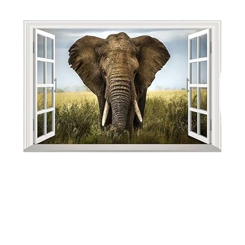 LuckyGGT 3D Imitation dreidimensionales Fenster Grasland Elefant Wohnzimmer Schlafzimmer Hintergrund Wandaufkleber selbstklebende Dekorationen 60 * 90cm LuckyGGT 3D Imitation dreidimensionales Fenster Grasland Elefant Wohnzimmer Schlafzimmer Hintergrund Wandaufkleber selbstklebende Dekorationen 60 * 90cm von LuckyGGT