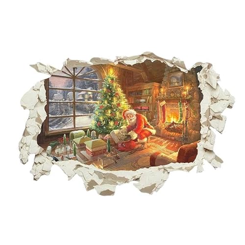 LuckyGGT Cartoon Weihnachtsmann Wandaufkleber Schlafzimmer Weihnachtsatmosphäre Hintergrunddekoration Selbstklebend 40 * 60cm von LuckyGGT