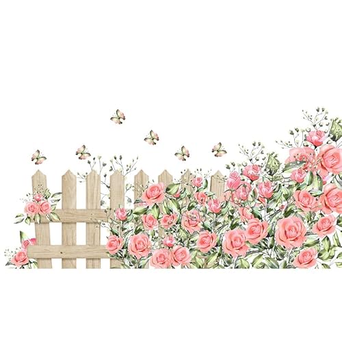 LuckyGGT Frischer Rosa Blumen Schmetterling Zaun Wandaufkleber Schlafzimmer Wohnzimmer Eingang Haustür Aufkleber 40 * 90cm LuckyGGT Frischer Rosa Blumen Schmetterling Zaun Wandaufkleber Schlafzimmer Wohnzimmer Eingang Haustür Aufkleber 40 * 90cm von LuckyGGT