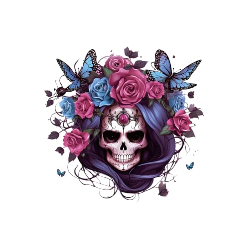 LuckyGGT Halloween Aufkleber Wohnzimmer Schlafzimmer Dekoration Malerei Rosen Schädel Wasserdichte Wandaufkleber 30 * 30cm von LuckyGGT