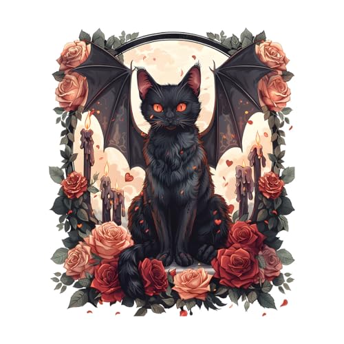 LuckyGGT Halloween Lustiger Fledermaus Katze Blume Wandaufkleber Glas Aufkleber Wohnzimmer Dekorationsaufkleber 45 * 60cm von LuckyGGT