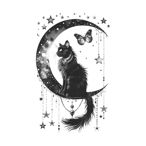 LuckyGGT Schwarze Katze Mond Schmetterling Wandaufkleber Hintergrund Wand Wohnzimmer Eingang Dekorationsaufkleber 30 * 60cm LuckyGGT Schwarze Katze Mond Schmetterling Wandaufkleber Hintergrund Wand Wohnzimmer Eingang Dekorationsaufkleber 30 * 60cm von LuckyGGT