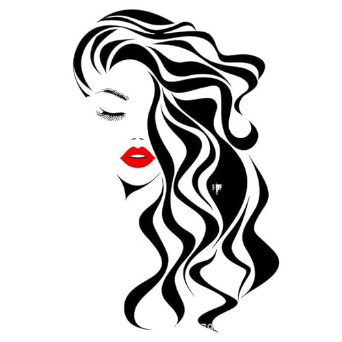 LuckyGGT Schwarze klassische einfache lange Haare Schönheit rote Lippen Wandsticker Wohnzimmer Schlafzimmer Dekoration selbstklebende Malerei 30 * 60cm LuckyGGT Schwarze klassische einfache lange Haare Schönheit rote Lippen Wandsticker Wohnzimmer Schlafzimmer Dekoration selbstklebende Malerei 30 * 60cm von LuckyGGT