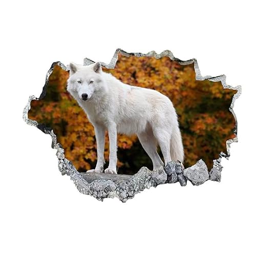 LuckyGGT Wandaufkleber Weißer Wolf Selbstklebender Wandaufkleber Wohnzimmer Schlafzimmer Raumdekoration TV Wand Hintergrund Wandtapete 40 * 60cm von LuckyGGT