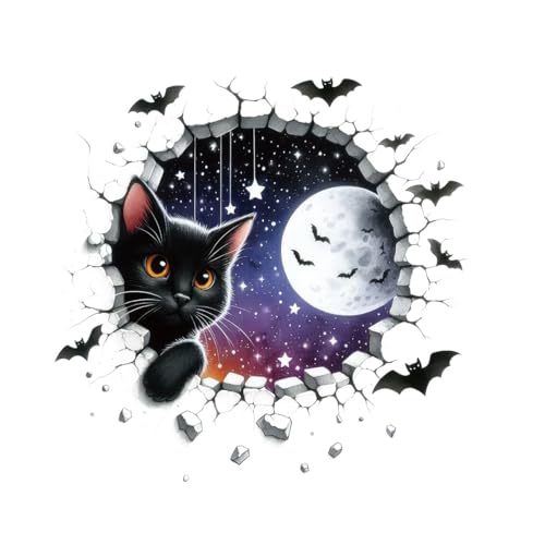 LuckyGGT Wandbrechende Katzenaufkleber Wohnzimmer Sofa Hintergrundwand Partydekoration Wandbild Halloween Wandaufkleber 30 * 30cm von LuckyGGT