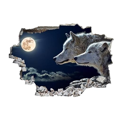 LuckyGGT Wolf Pack Selbstklebender Wandaufkleber Wohnzimmer Schlafzimmer Kopfteil Raumdekoration TV Hintergrund Wandtapete 40 * 60cm von LuckyGGT
