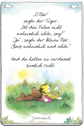 14 x 20 cm Blechschild, Wandschild, Türschild für das Kinderzimmer - lustiger Spruch Kinderbuch Motiv passend für Janosch Fans und Liebhaber 14 x 20 cm Blechschild, Wandschild, Türschild für das Kinderzimmer - lustiger Spruch Kinderbuch Motiv passend für Janosch Fans und Liebhaber von LuckyLinde