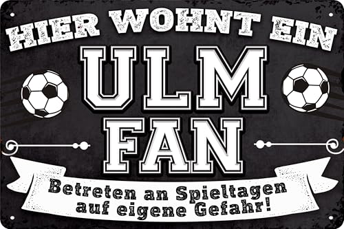 20x30cm Blechschild für Fußball Fans, hier wohnt ein Ulm Fan – Wandschild, Türschild, Torschild, lustiger Fussball Spruch, Fanartikel 20x30cm Blechschild für Fußball Fans, hier wohnt ein Ulm Fan – Wandschild, Türschild, Torschild, lustiger Fussball Spruch, Fanartikel von LuckyLinde