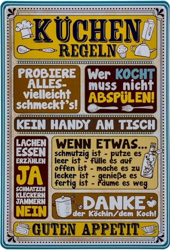 30 x 20 cm Blechschild - Küchenregeln - lustiger Spruch, Lebensweisheit, Küchen Deko Vintage Schild von LuckyLinde