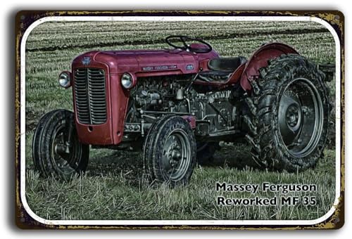 LUCKYLINDE - Blechschild passend für Massey Ferguson Fans - Retro Oldtimer Traktor Schild, Werkstatt, Garagen Deko (20 x 30 cm) von LuckyLinde
