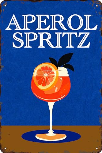 30 x 20 cm - Retro Blechschild, Bar Schild, Cocktail Rezept, Summer Feeling - Aperol Spritz - Prosecco (Blau) von LuckyLinde