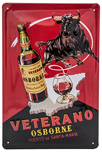 LUCKYLINDE retro Blechschild passend für Veterano Osborne Brandy Liebhaber und Genießer, Deko Bar Schild, geprägtes Stahlblech für Spanien Fans, 20 x 30 cm LUCKYLINDE retro Blechschild passend für Veterano Osborne Brandy Liebhaber und Genießer, Deko Bar Schild, geprägtes Stahlblech für Spanien Fans, 20 x 30 cm von LuckyLinde