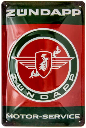 LUCKYLINDE - Retro Blechschild passend für Zündapp Moped, Motorrad Fans, Deko Werkstatt, Garagen Schild, geprägtes Stahlblech (20 x 30 cm) von LuckyLinde